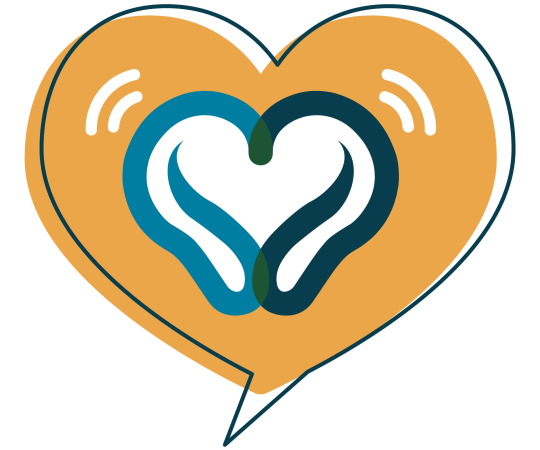 Tel-Aide Montréal phylactère avec deux oreilles formant un coeur, qui semble résonner